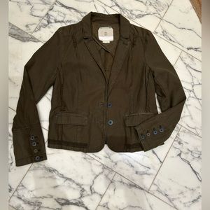 Anthropology jacket size 8 Army Olive Green Blazer Jacket Hei Hei